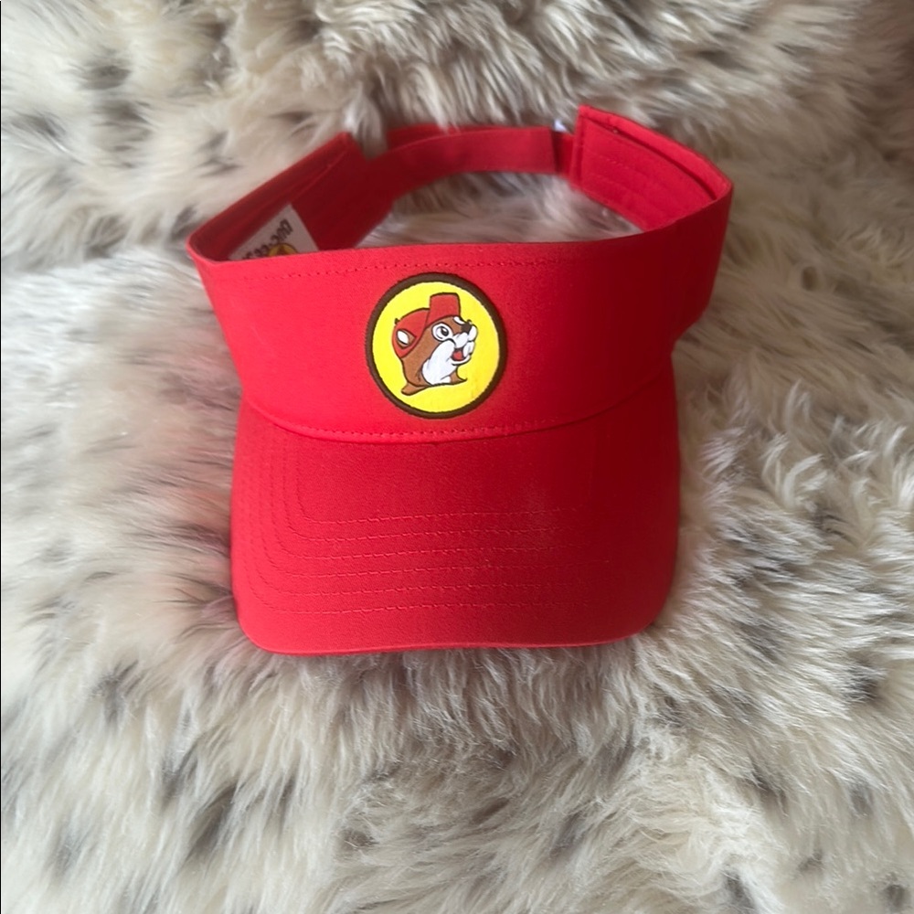 Buc-ees Red Visor Hat with Yellow Emblem